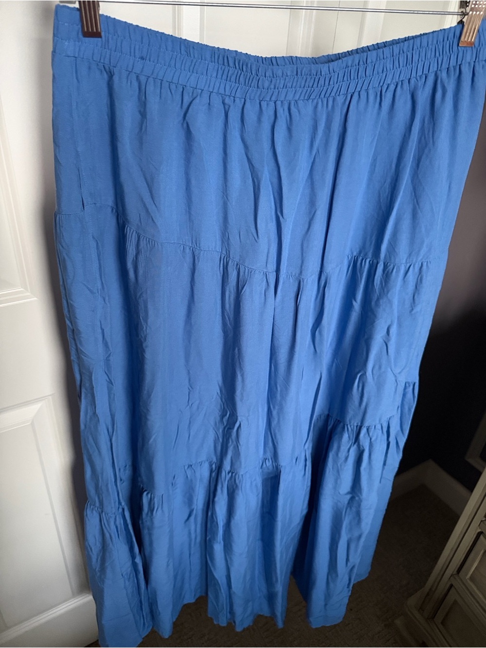 Grace & Lace Blue Tiered Maxi Skirt
